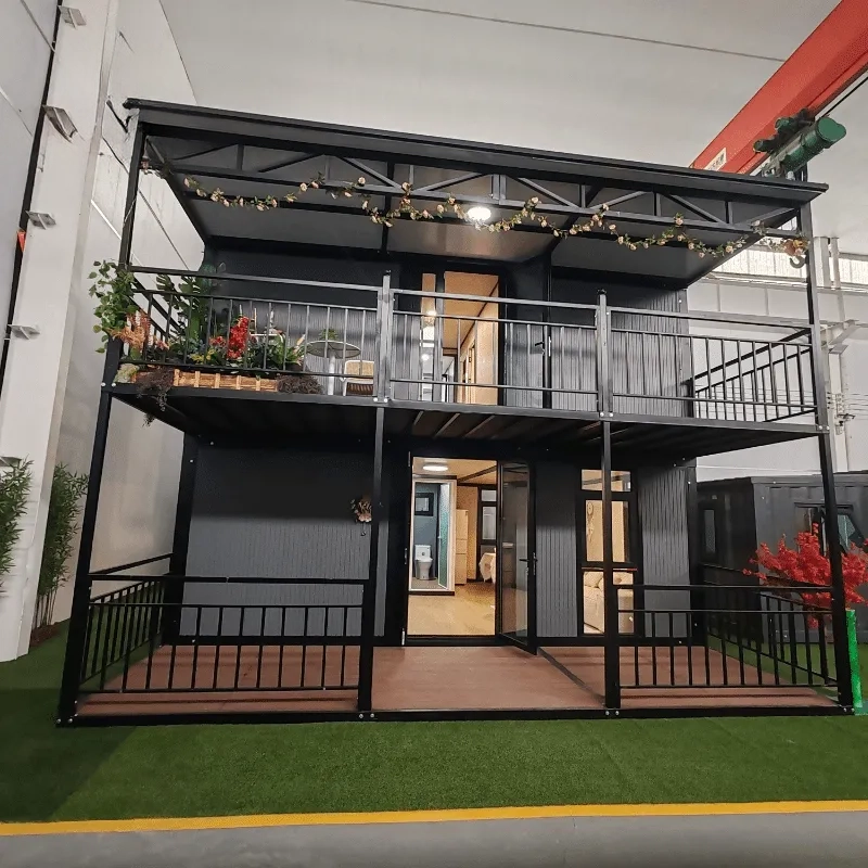 20ft Double Storey Chinese Container Homes Luxury Villa Customized With Terrace And Staircase Design