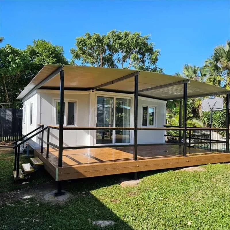 20ft Foldable Tiny Houses Manufacturer White Frame Corrugated Board Composite Wood Flooring